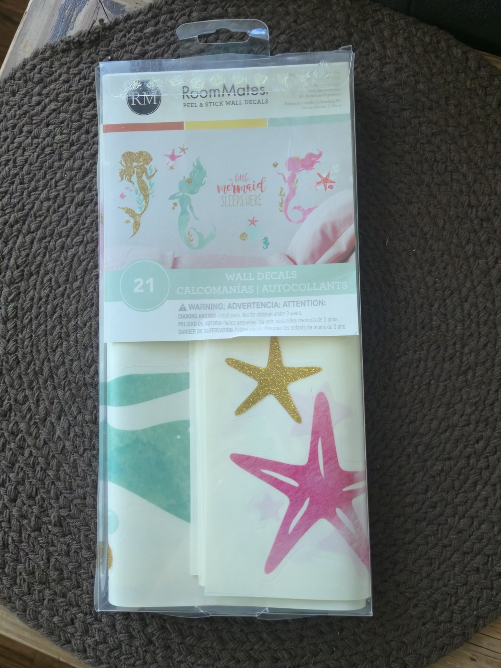 RoomMates Mermaid Wall Decals - Pink, Teal & Gold Starfish